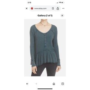 Free People Coastline Peplum Long Sleeve BALSAM